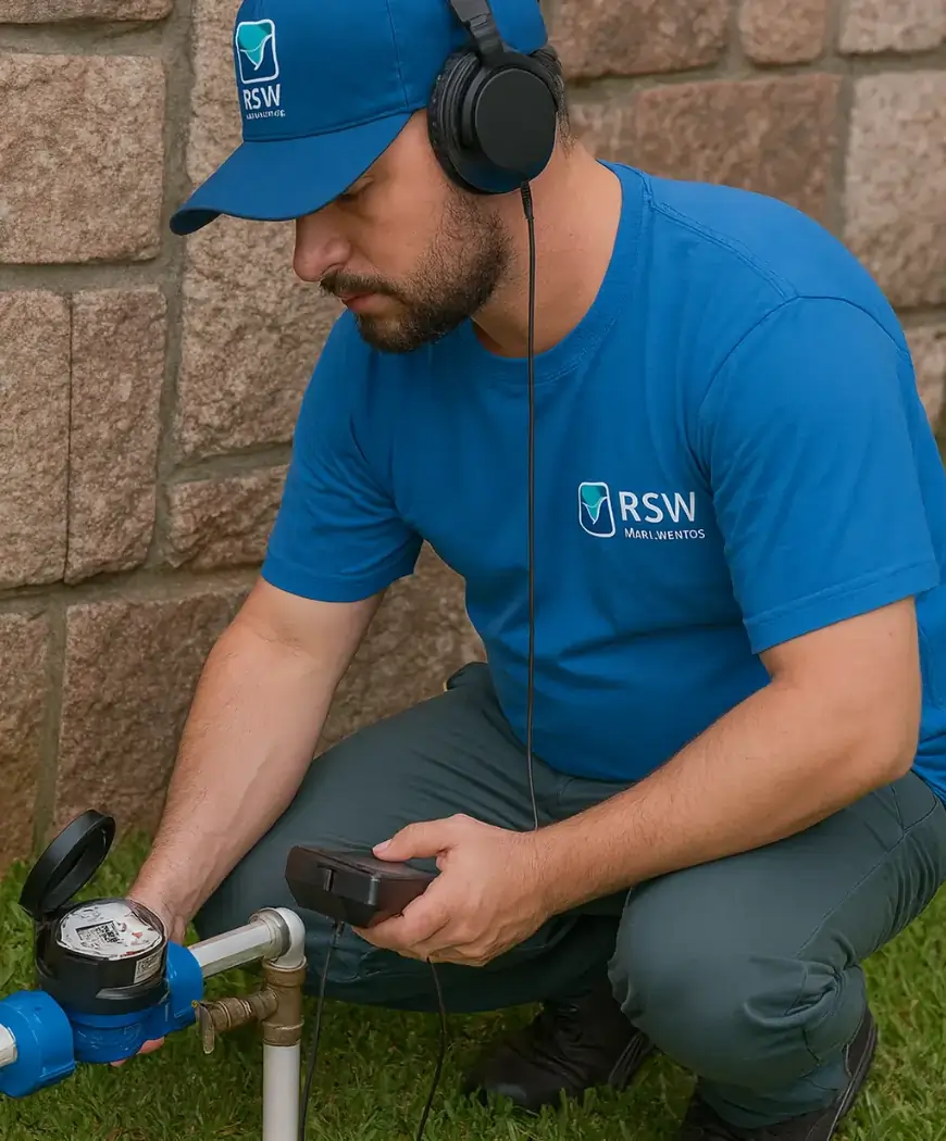 Rafael Scotre fazendo laudo técnico para vazamentos - RSW Encanadora profissional 24 Horas